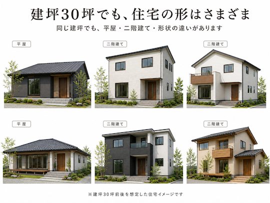 30坪でも、様々な形状の家がある